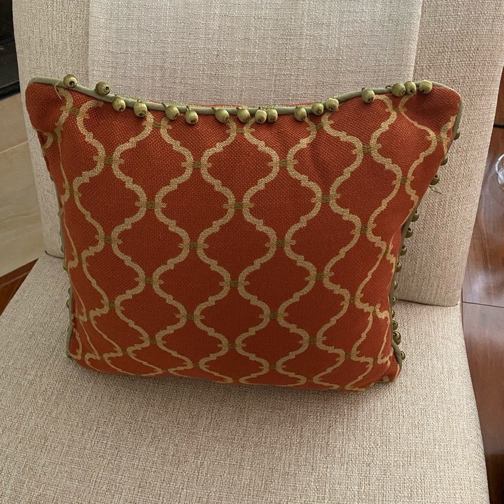 Custom orange pillow.
